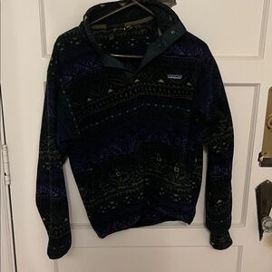 Vintage Patagonia Black & Purple Fleece Jacket, Hat, and Glove Match Set